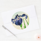 Blue Iris - Japanischer Aquarelldruck Runder Aufkleber (Umschlag)