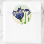 Blue Iris - Japanischer Aquarelldruck Runder Aufkleber (Tasche)