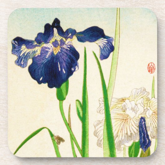 Blue Iris - Japanischer Aquarelldruck Untersetzer (Vorderseite)