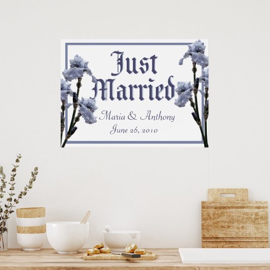 Blue Iris / Just Married Sign Poster (Küche)