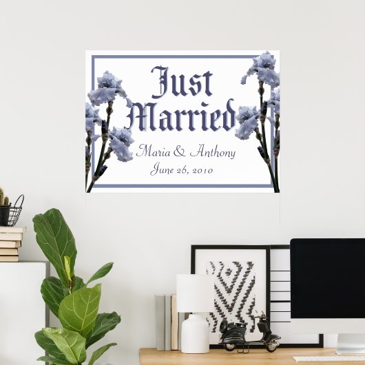 Blue Iris / Just Married Sign Poster (Heimbüro)