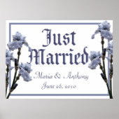 Blue Iris / Just Married Sign Poster (Vorne)