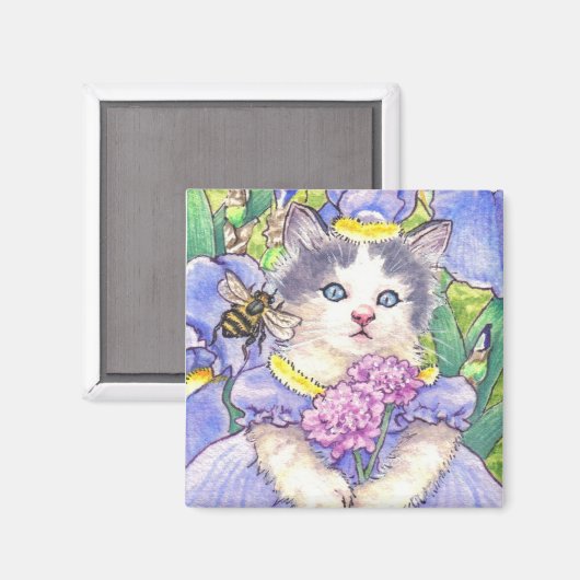 Blue Iris Kitten Magnet (Vorderseite/Rückseite)