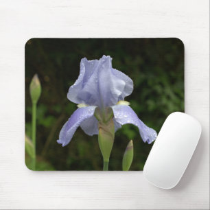 Blue Iris mit Raindrops Mousepad