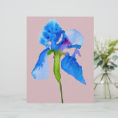 Blue Iris moderne Aquarellkunst (Stehend Vorderseite)
