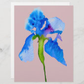 Blue Iris moderne Aquarellkunst (Vorne/Hinten)