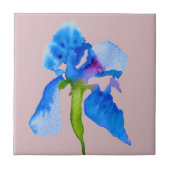 Blue Iris moderne Aquarellkunst Fliese (Vorderseite)