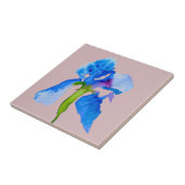 Blue Iris moderne Aquarellkunst Fliese (Seite)
