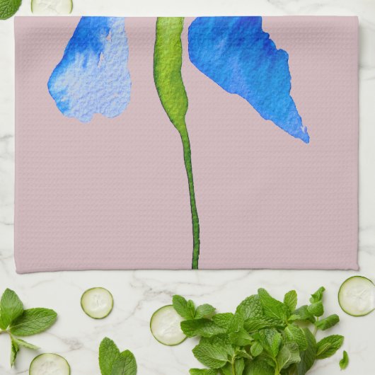 Blue Iris moderne Aquarellkunst Geschirrtuch (Gefaltet)