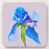 Blue Iris moderne Aquarellkunst Getränkeuntersetzer (Vorderseite)