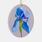 Blue Iris moderne Aquarellkunst Keramik Ornament (Rechts)