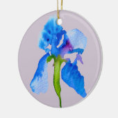Blue Iris moderne Aquarellkunst Keramik Ornament (Links)