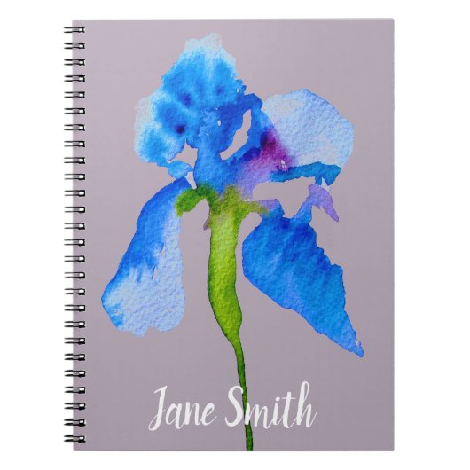 Blue Iris moderne Aquarellkunst Notizblock (Vorderseite)