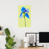 Blue Iris moderne Aquarellkunst Poster (Heimbüro)