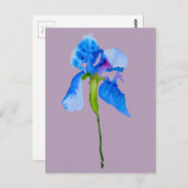 Blue Iris moderne Aquarellkunst Postkarte (Vorne/Hinten)