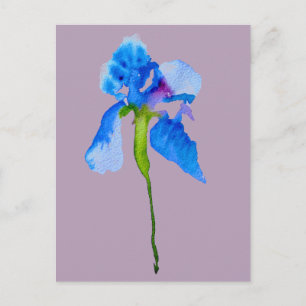 Blue Iris moderne Aquarellkunst Postkarte