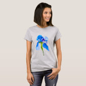 Blue Iris moderne Aquarellkunst T-Shirt (Vorne ganz)