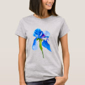 Blue Iris moderne Aquarellkunst T-Shirt (Vorderseite)