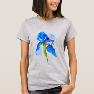 Blue Iris moderne Aquarellkunst T-Shirt