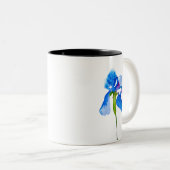 Blue Iris moderne Aquarellkunst Zweifarbige Tasse (VorderseiteRechts)