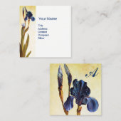 BLUE IRIS Monogramm Quadratische Visitenkarte (Vorne/Hinten)