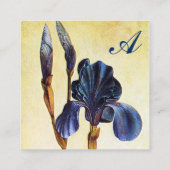 BLUE IRIS Monogramm Quadratische Visitenkarte (Rückseite)