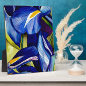 Blue Iris Original Art Aquarell Blume Fotoplatte (Seite)
