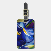 Blue Iris Original Art Aquarell Blume Gepäckanhänger (Vorderseite vertikal)