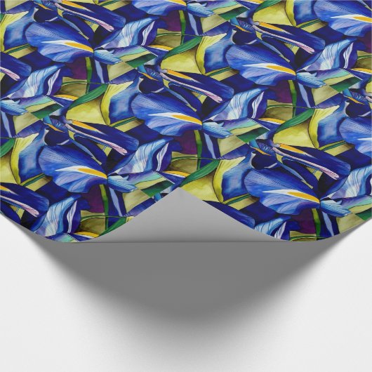 Blue Iris Original Art Aquarell Blume Geschenkpapier (Ecke)