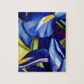 Blue Iris Original Art Aquarell Blume Puzzle (Vertikal)