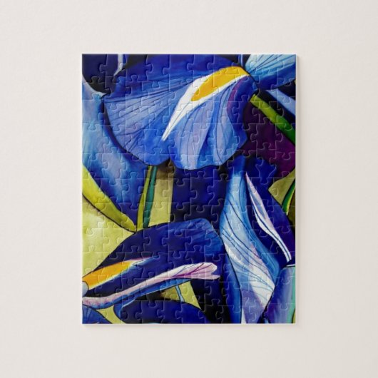 Blue Iris Original Art Aquarell Blume Puzzle (Vertikal)