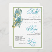 Blue Iris Script Christliche Hochzeitseinladung Einladung (Vorne/Hinten)
