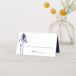 Blue Iris Simple Floral Watercolor Wedding Platzkarte