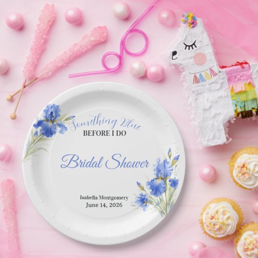 Blue Iris Something Blue Before I Do Bridal Shower Pappteller (Party)