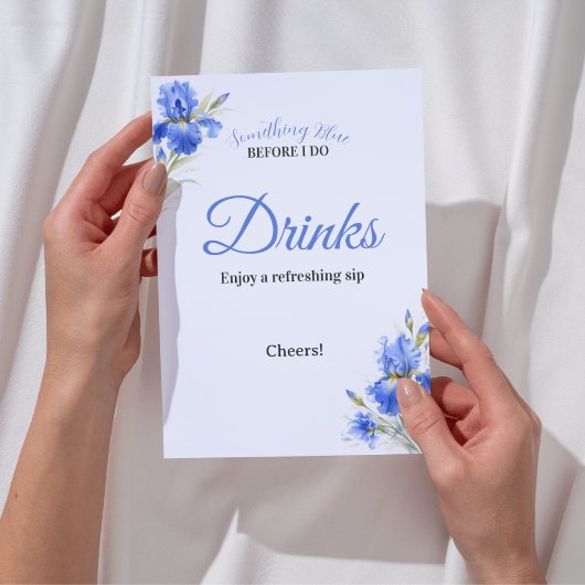 Blue Iris Something Blue Bridal Shower Drinks Sign Einladung