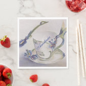 BLUE IRIS TEACUP MONOGRAMM PARTY SERVIETTE (Beispiel)