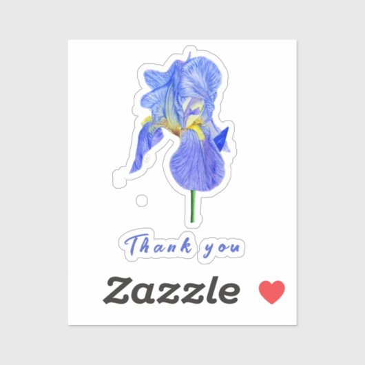 Blue Iris Vielen Dank Vinyl Sticker (Blatt)