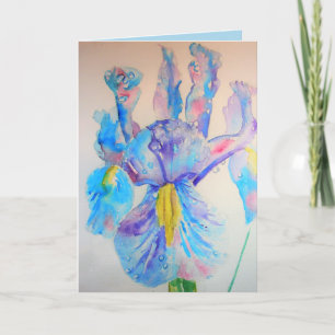 Blue Iris Watercolor Blume Florenz Geburtstagskart Karte