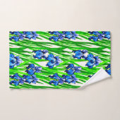 Blue Iris Watercolor-Muster Badhandtuch Set (Handtuch)