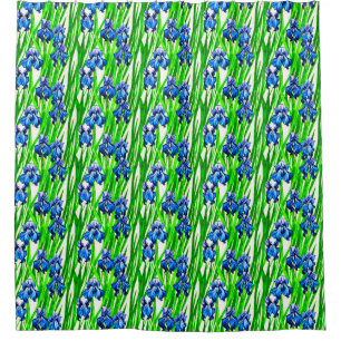 Blue Iris Watercolor-Muster Duschvorhang