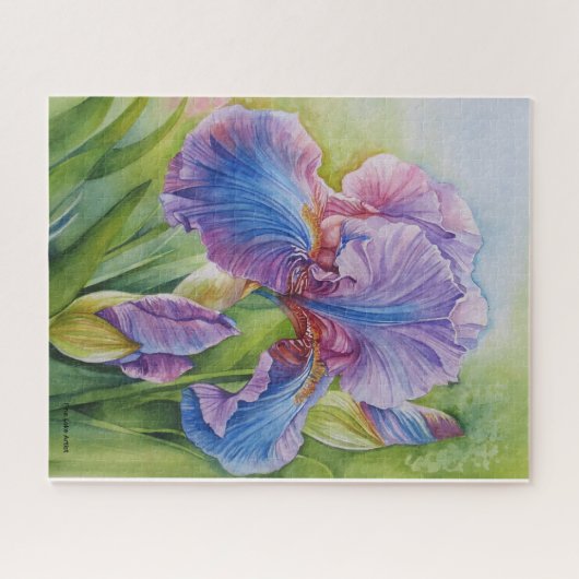Blue Iris Watercolor Puzzle (Horizontal)