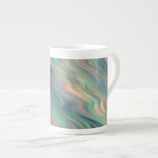 Blue Iris Wavy Texture Porzellantasse (Vorderseite Rechts)