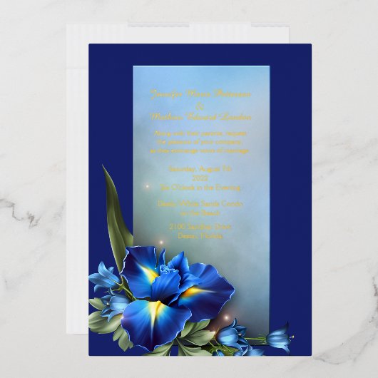 Blue Iris Wedding Folieneinladung (Briefumschlag)