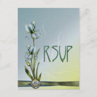 Blue Iris Wedding RSVP Einladungspostkarte