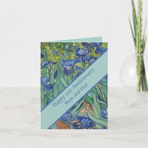 Blue Iris zum 21. Hochzeitstag Karte