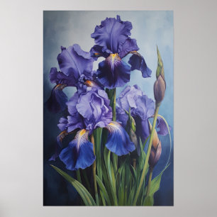Blue Irische Blume Art Print Poster