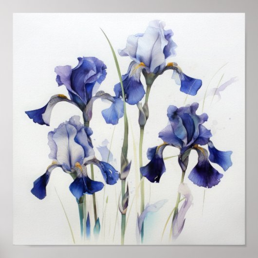 Blue Irische Blume Art Print Poster (Vorne)