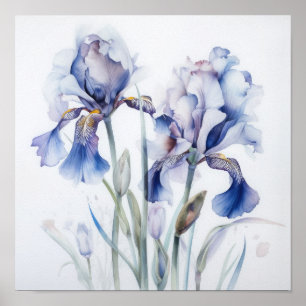 Blue Irische Blume Art Print Poster