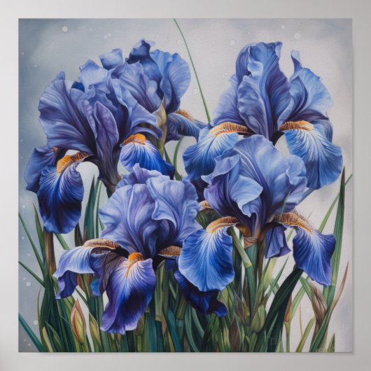 Blue Irische Blume Art Print Poster (Vorne)