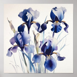 Blue Irische Blume Art Print Poster